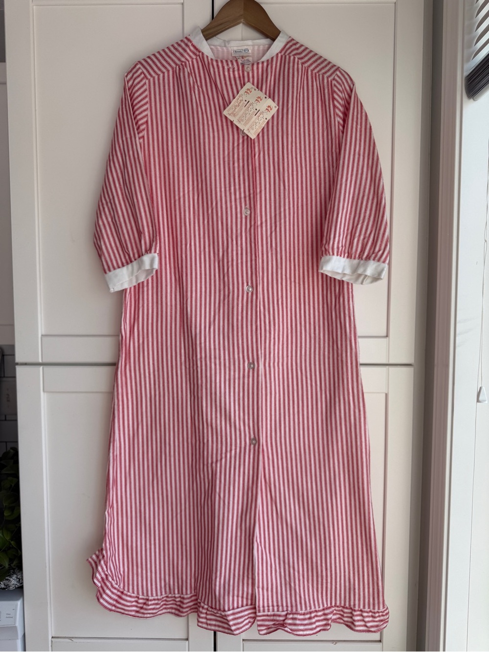 NWT Vintage Sears Red&White Striped House Dress Size 12 Coastal Grandma Prairie